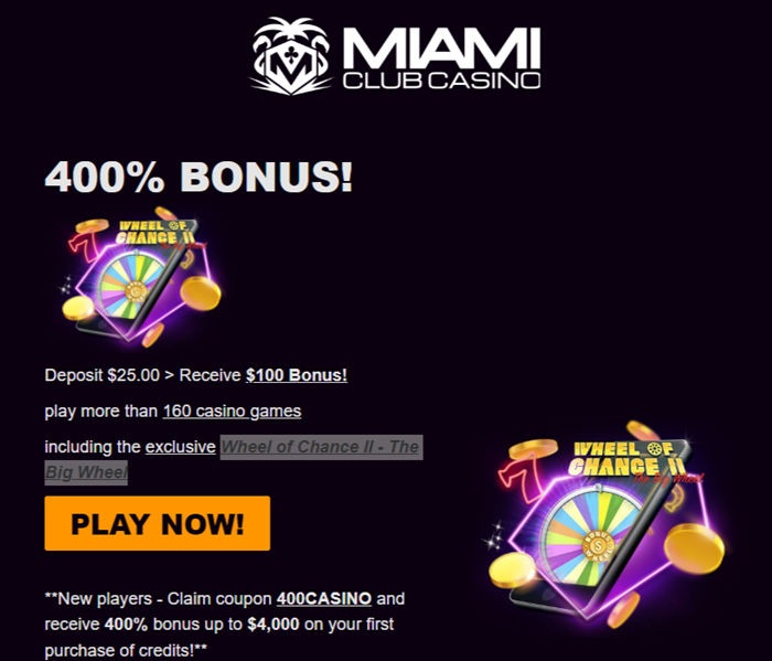 Miami Club Casino Wheel of Chance II Slot Review - The Big Wheel