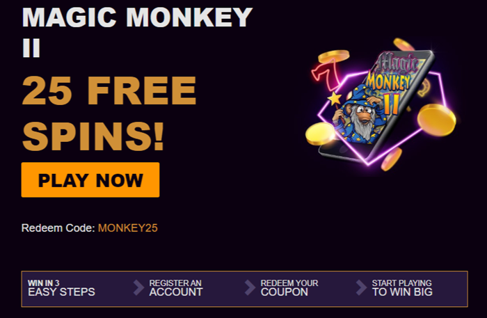 Magic Monkey II Slot Review 25 Free Spins - No Deposit Bonus Code