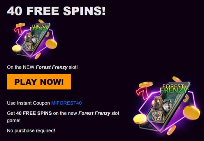 Miami Club Casino Forest Frenzy 40 Free Spins - No Deposit Bonus