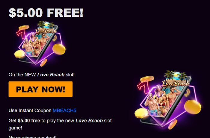 Miami Club Casino Love Beach Slot Review $5 No Deposit Bonus Code