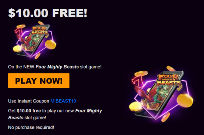 Four Mighty Beasts Slot Review: $10 No Deposit Bonus Code – Unleash Your Winning Streak